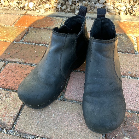 Frankie Dansko Clog Boots Oiled Black Used 38 Womens 8 Bootie Chelsea - Picture 4 of 14